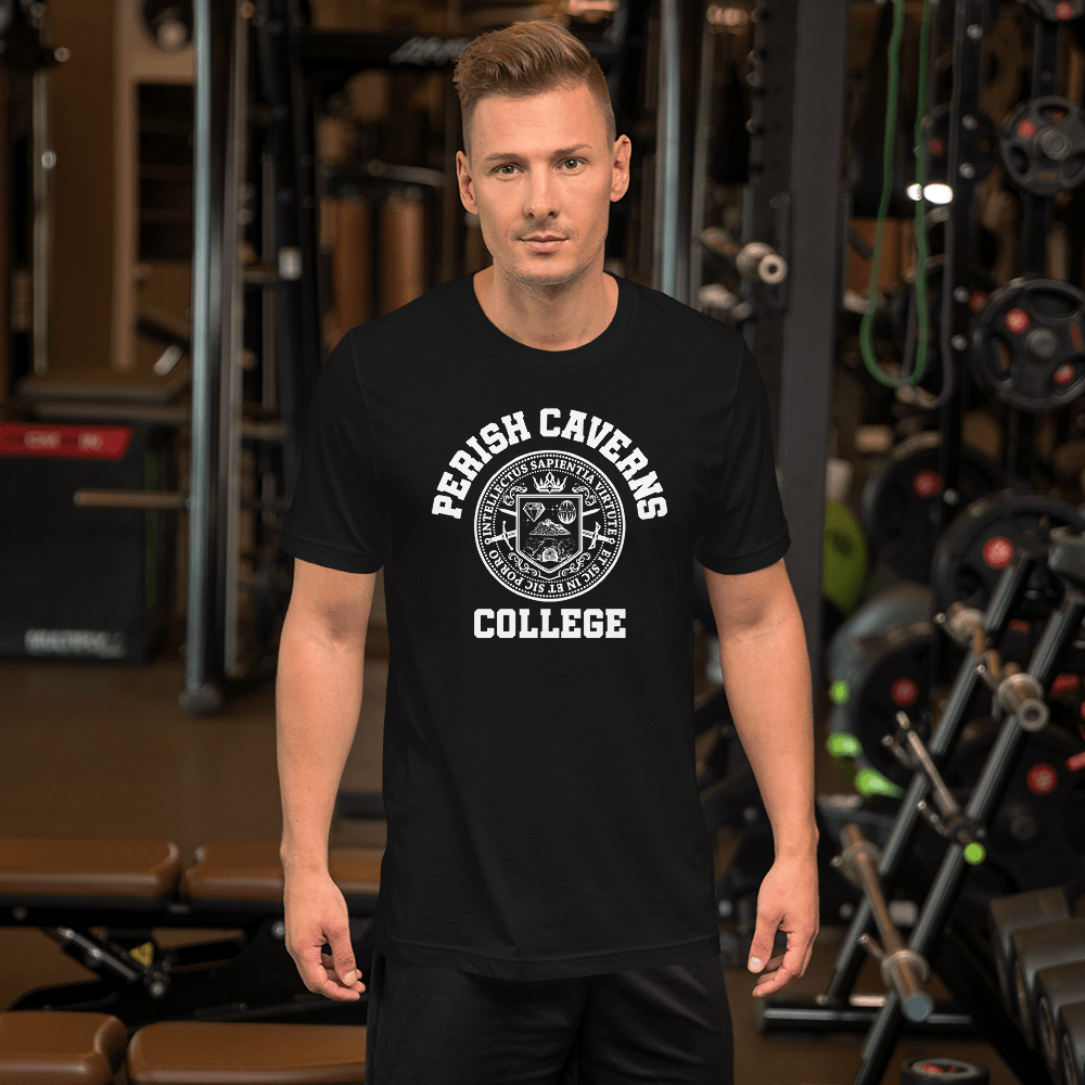 Perish Caverns College Crest adult t-shirt - RG Halleck