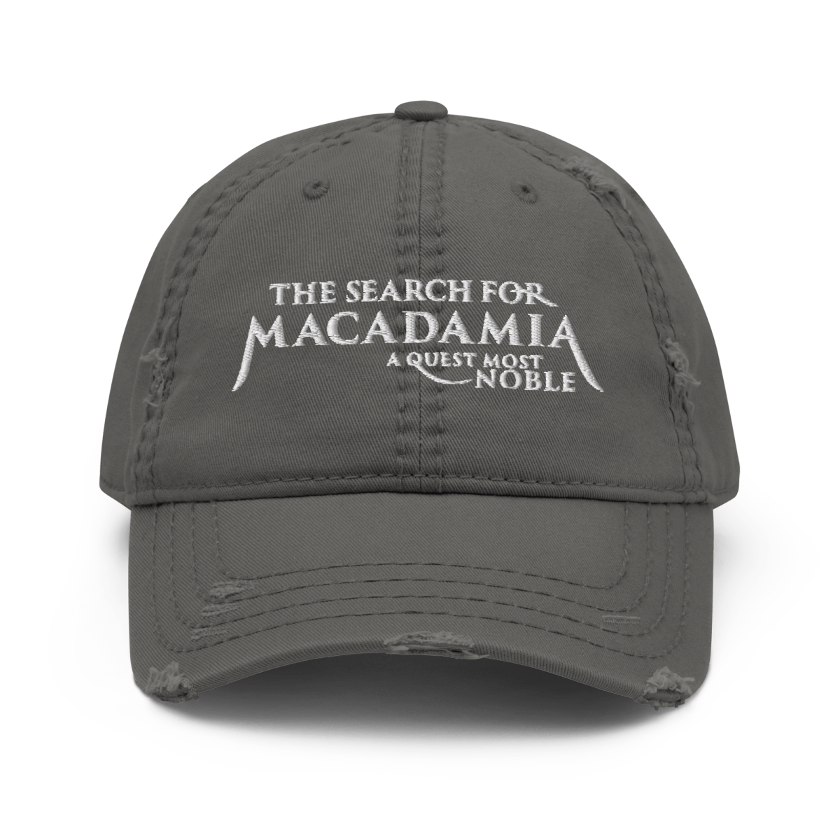 The Search for Macadamia title distressed ballcap - RG Halleck